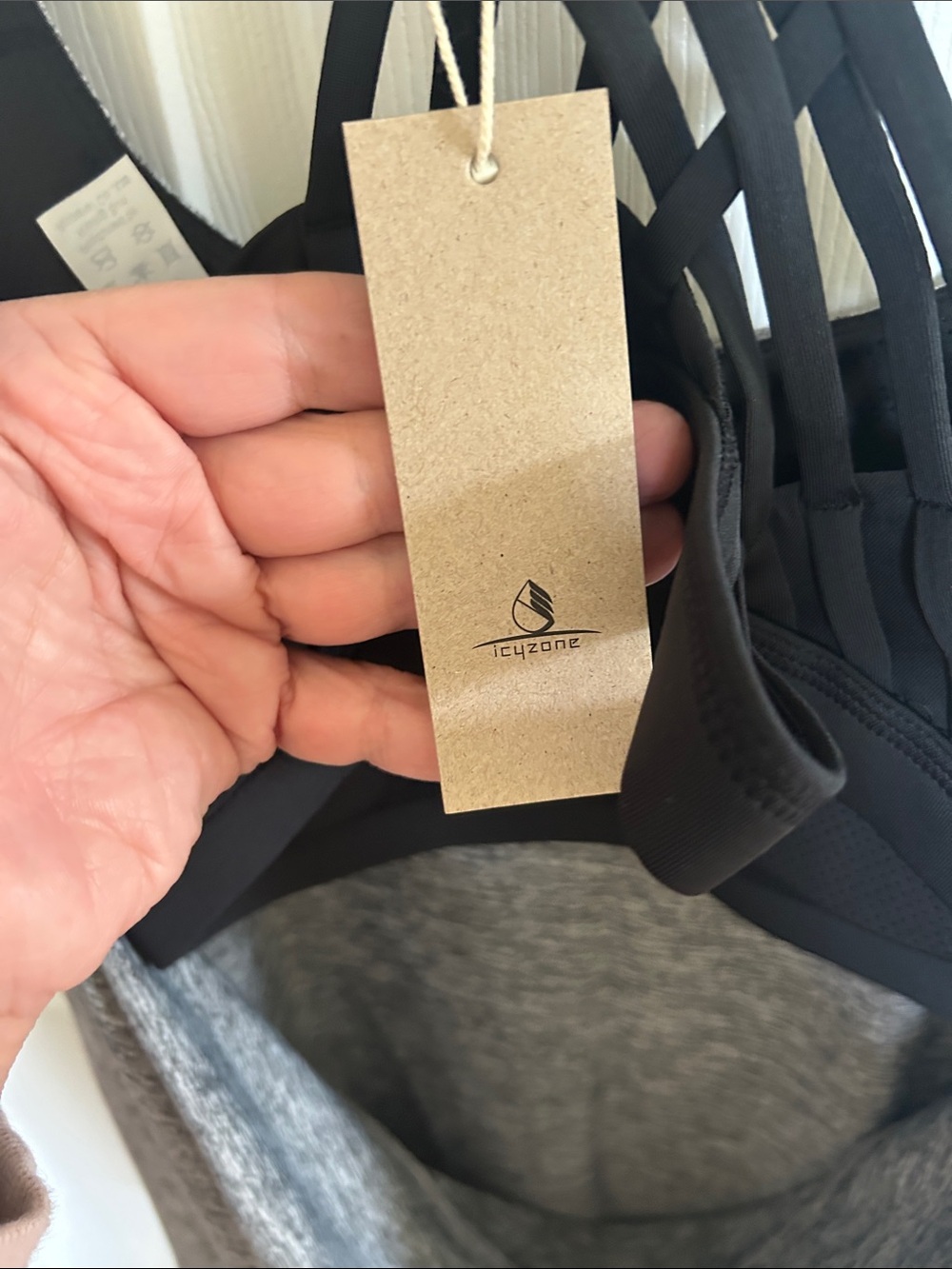 Women’s Strappy Back Tank Top - Gray workout - Picture 7 of 7